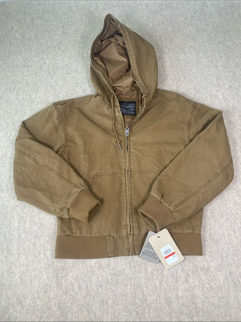 Levi’s Brown Hooded Canvas Workwear Jacket Coat XS NWT Cotton Full Zip